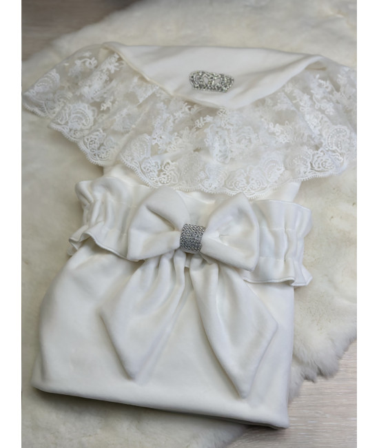 Летний комплект на выписку Королевский-Джентльмен молочный