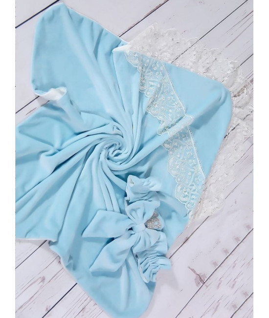 Плед на выписку Королевский голубой