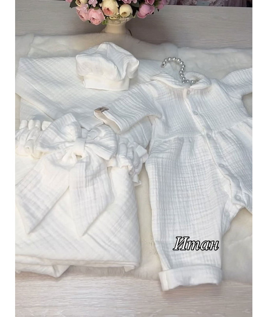 Летний комплект на выписку Итан белый