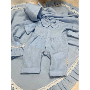 Летний комплект на выписку Итан голубой