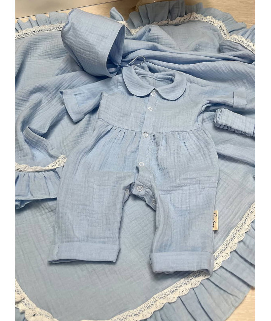 Летний комплект на выписку Итан голубой