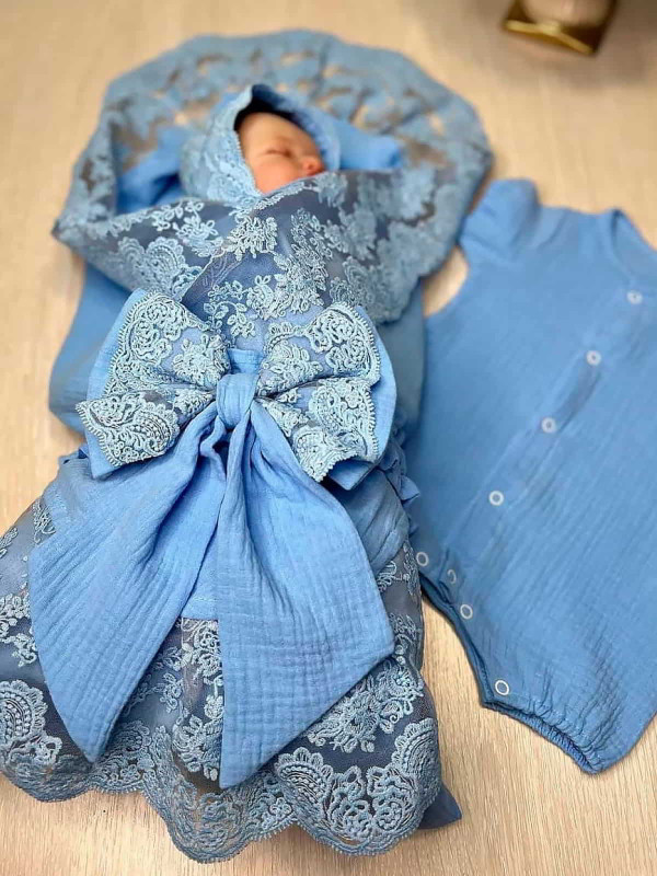 Летний муслиновый комплект Амаль голубой