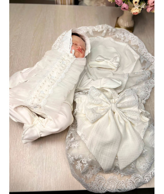 Летний комплект на выписку Амаль Кристи молочный