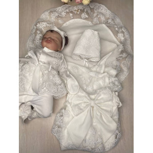 Летний комплект на выписку Амаль Кокетка молочный