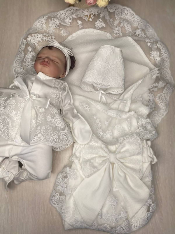 Летний муслиновый комплект Амаль Кокетка молочный