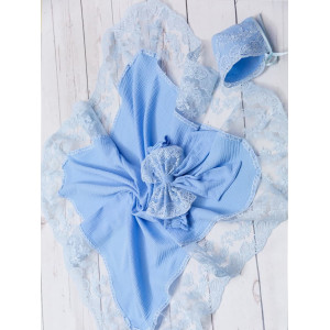 Летний плед на выписку Амаль голубой