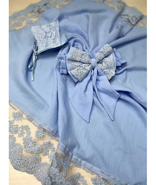 Летний плед на выписку Амаль голубой