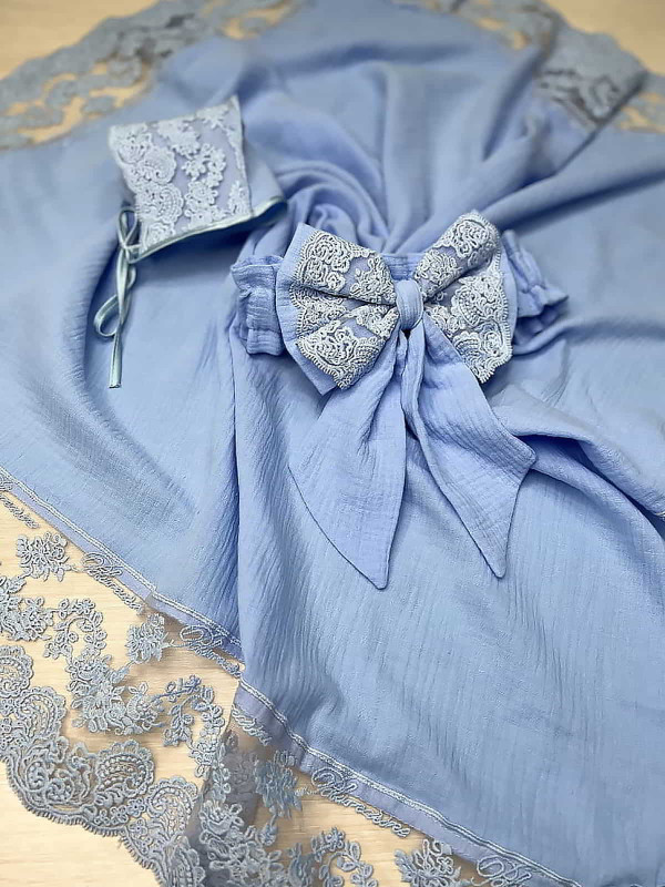 Муслиновый плед Амаль голубой