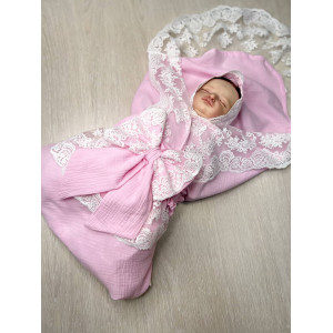 Летний комплект на выписку Амаль розовый