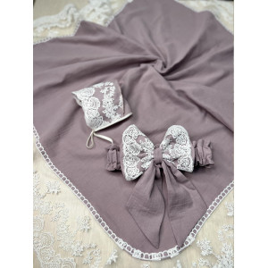 Летний плед на выписку Амаль лиловый