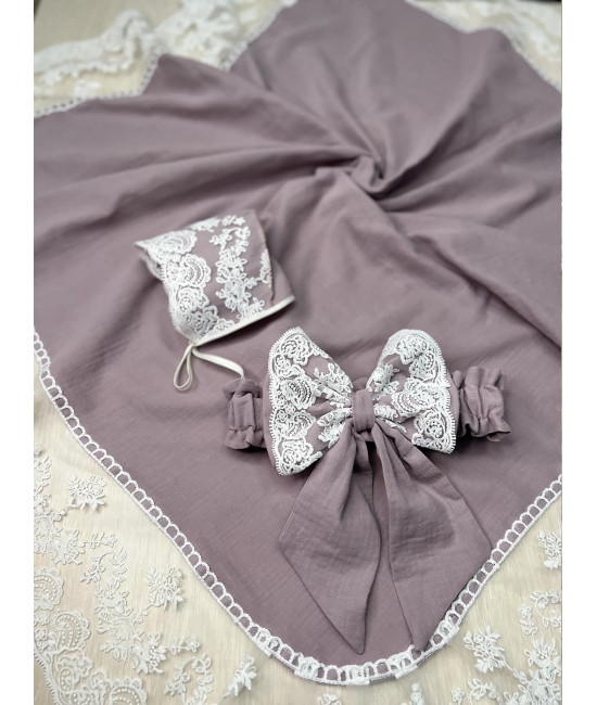 Летний плед на выписку Амаль лиловый