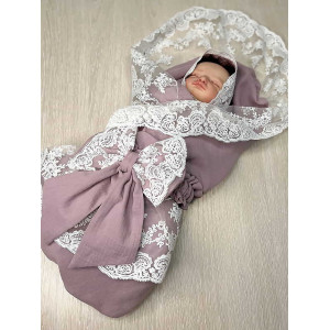 Летний плед на выписку Амаль лиловый