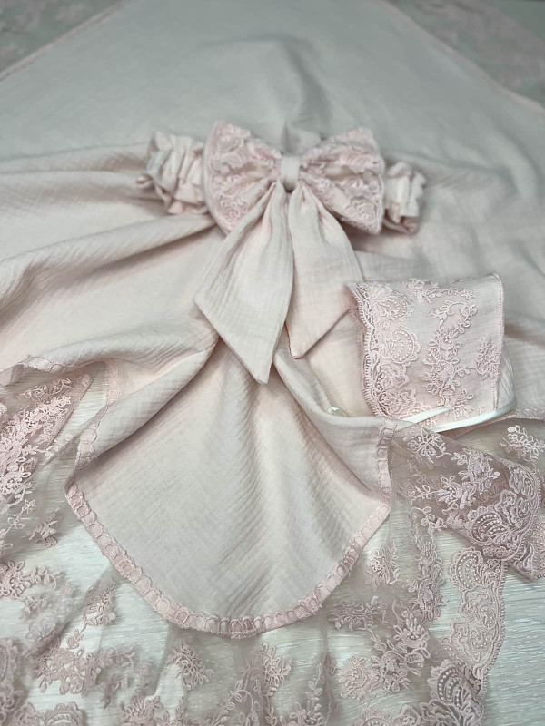 Муслиновый плед Амаль персиковый