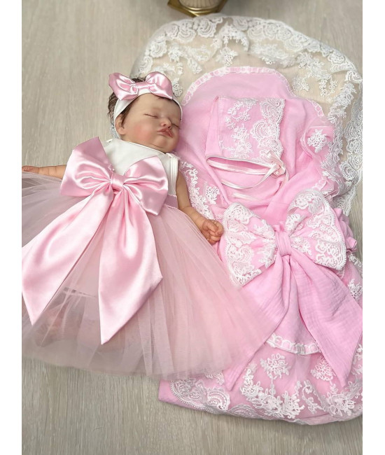 Летний комплект на выписку Амаль розовый