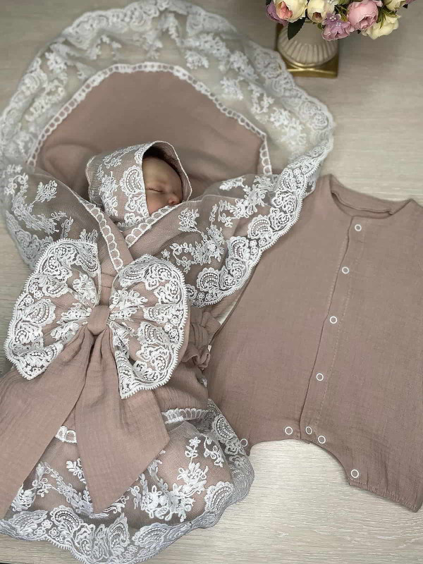 Летний муслиновый комплект Амаль какао