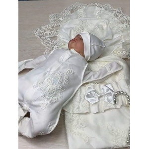 Летний комплект на выписку Цветочная фея молочный