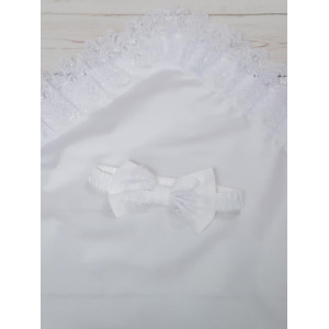 Уголок на выписку с поясом Бант белый