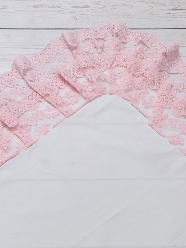 Уголок на выписку с поясом Марин молочный-розовый