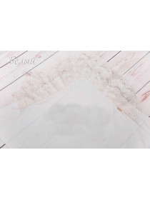 Летний вязаный комплект на выписку Капелька с кружевом серый