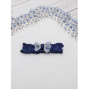 Уголок на выписку с поясом Цветочки синий