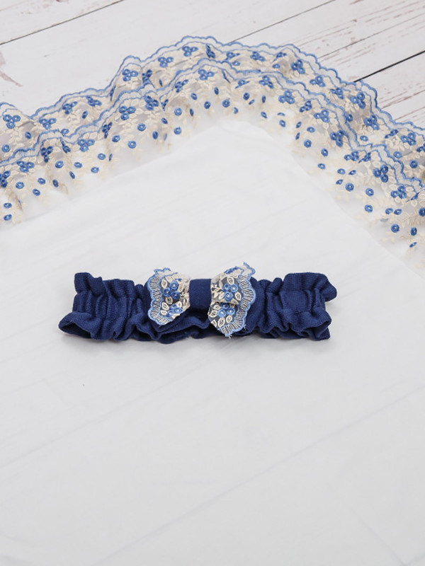 Уголок на выписку с поясом Цветочки синий