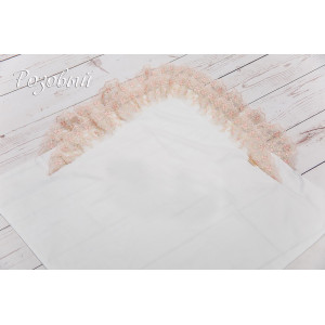 Летний вязаный комплект на выписку Капелька с кружевом розовый