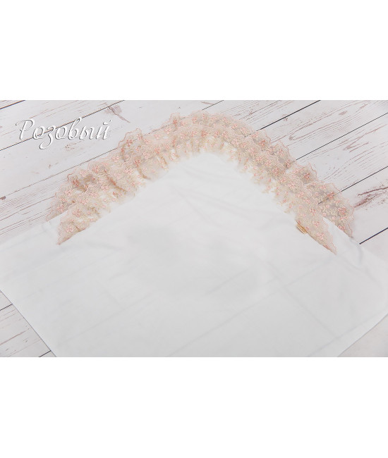 Летний вязаный комплект на выписку Капелька с кружевом розовый