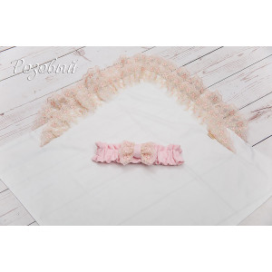 Уголок на выписку с поясом Цветочки розовый