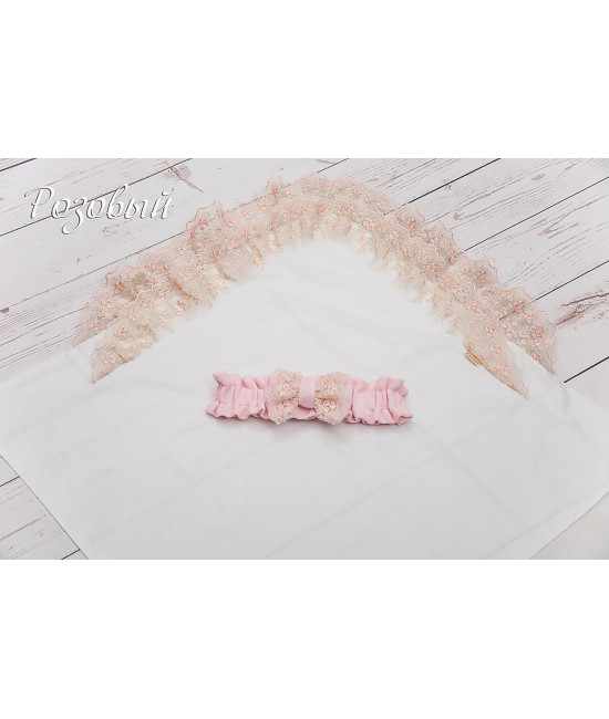 Уголок на выписку с поясом Цветочки розовый