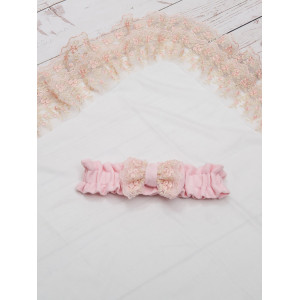 Уголок на выписку с поясом Цветочки розовый