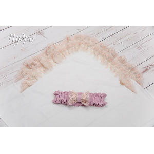 Уголок на выписку с поясом Цветочки пудра