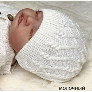 Демисезонный комплект на выписку Коса Лайт Кружево-Рози молочный