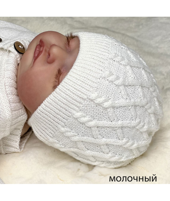 Демисезонный комплект на выписку Коса Лайт Кружево-Рози молочный