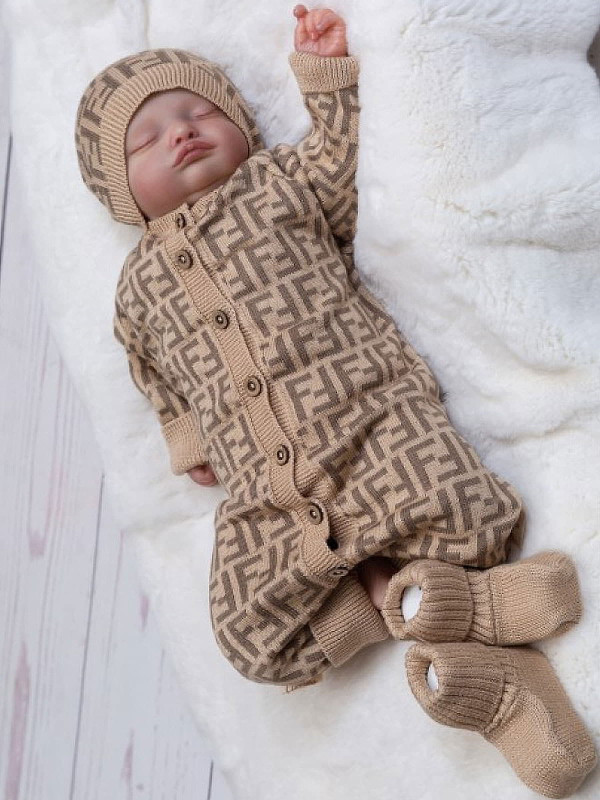 Вязаный комбинезон шапочка пинетки Фиеста какао