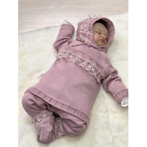 Вязаный хлопковый комбинезон Фрезия пудра