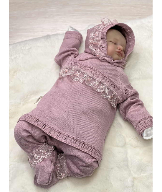 Вязаный хлопковый комбинезон Фрезия пудра