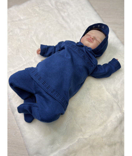 Вязаный хлопковый комбинезон Фрезия синий