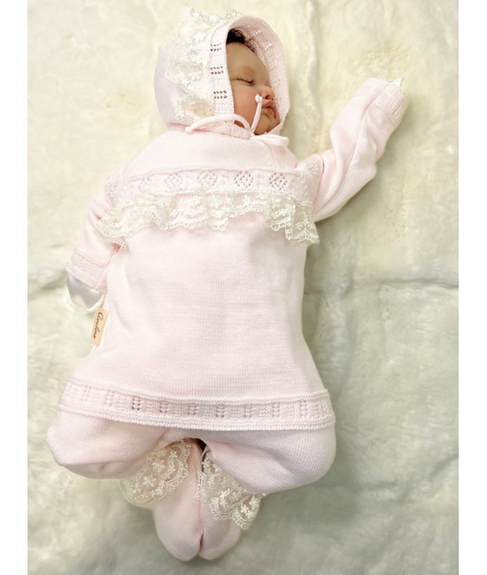 Вязаный хлопковый комбинезон Фрезия светло-розовый