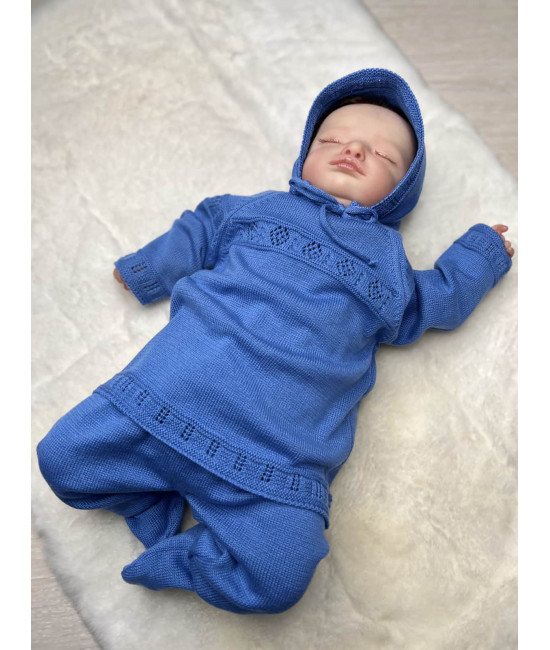 Вязаный хлопковый комбинезон Фрезия ярко-синий