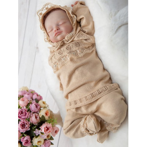 Вязаный хлопковый комбинезон Фрезия бежевый