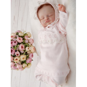 Вязаный хлопковый комбинезон Фрезия светло-розовый