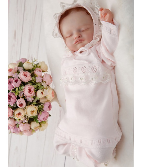 Вязаный хлопковый комбинезон Фрезия светло-розовый