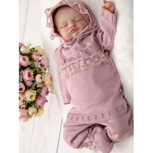 Вязаный хлопковый комбинезон Фрезия пудра