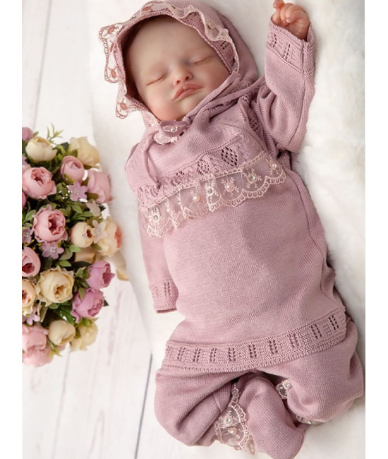 Вязаный хлопковый комбинезон Фрезия пудра