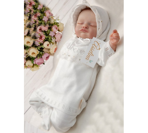 Вязаный хлопковый комбинезон Фрезия молочный