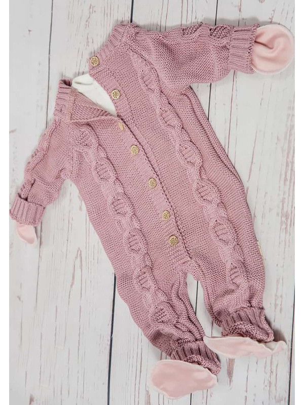 Вязаный комбинезон Хлопковые косы пудра