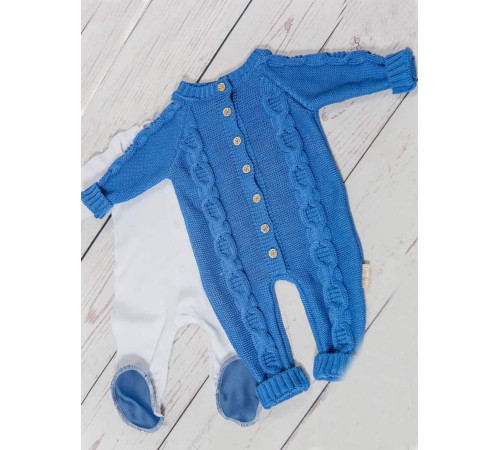 Вязаный комбинезон Хлопковые косы ярко-синий