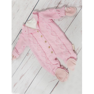Вязаный комбинезон Хлопковые косы розовый