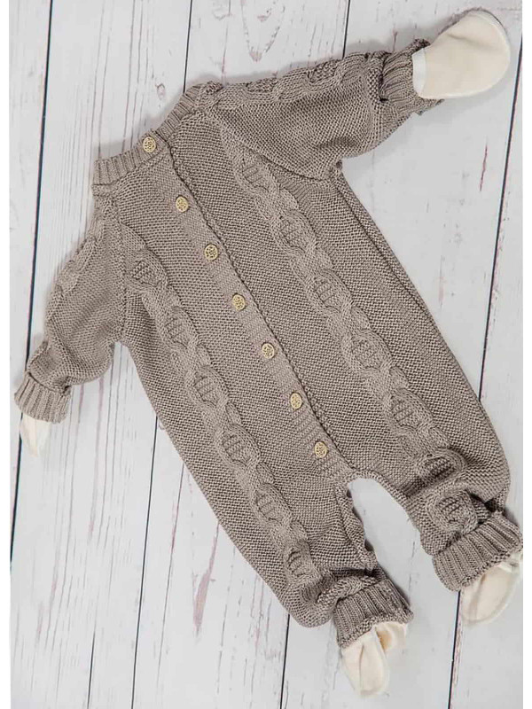 Вязаный комбинезон Хлопковые косы какао