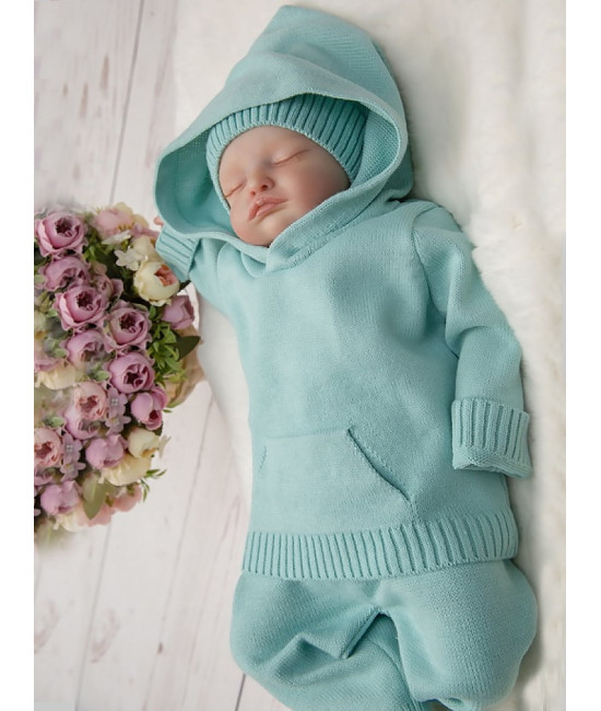 Вязаный хлопковый комбинезон Худи аквамарин